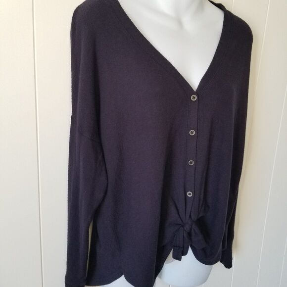 Abercrombie & Fitch Sweater Cardigan Womens Small Blue Tie Front Preppy - Picture 4 of 9